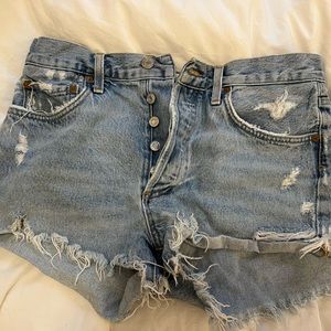 A golde cutoff Jean shorts